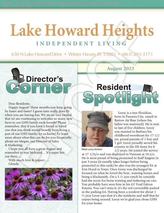 Newsletter Independent Living | Lake Howard Heights