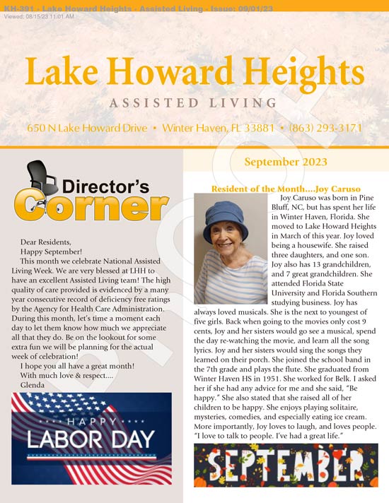 Newsletter September 2023 | Lake Howard Heights