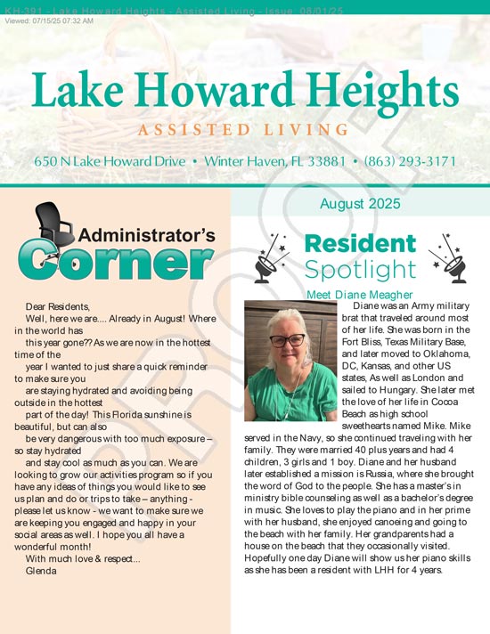 Assisted Living August 2025 Newsletter