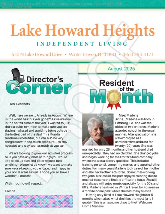Independent Living August 2025 Newsletter