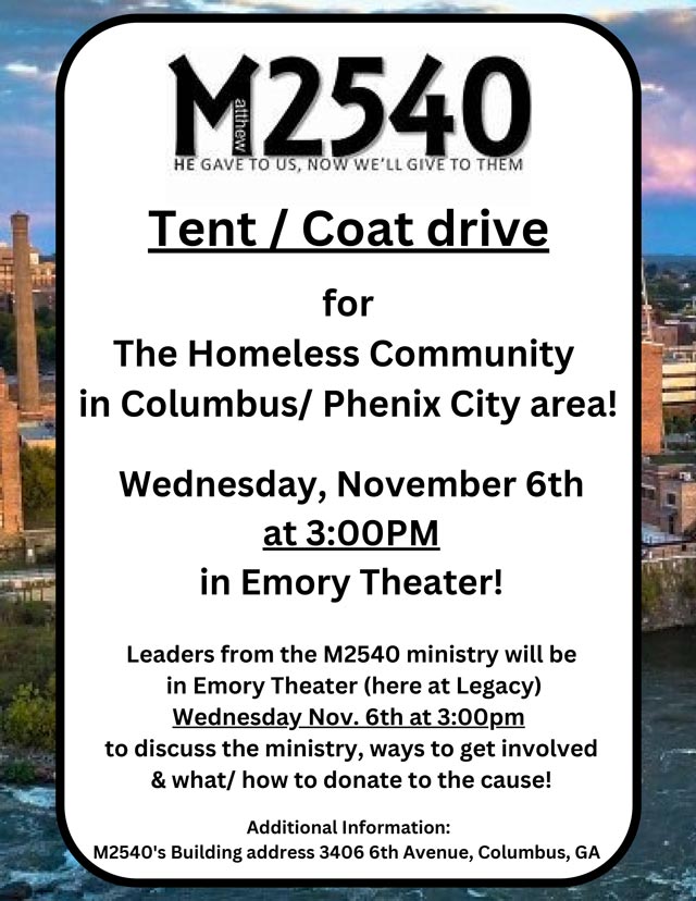 Legacy Gives Back: M2540 Coat and Tent Drive