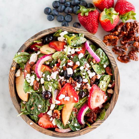 Mixed Berry Spinach Salad With Strawberry Balsamic Vinaigrette Dressing