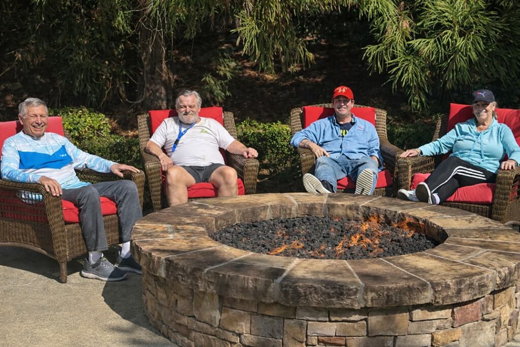Group of seniors in a fire pit in Alpharetta GA