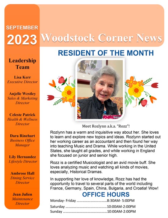 Newsletter September 2023 | Legacy Ridge at Woodstock