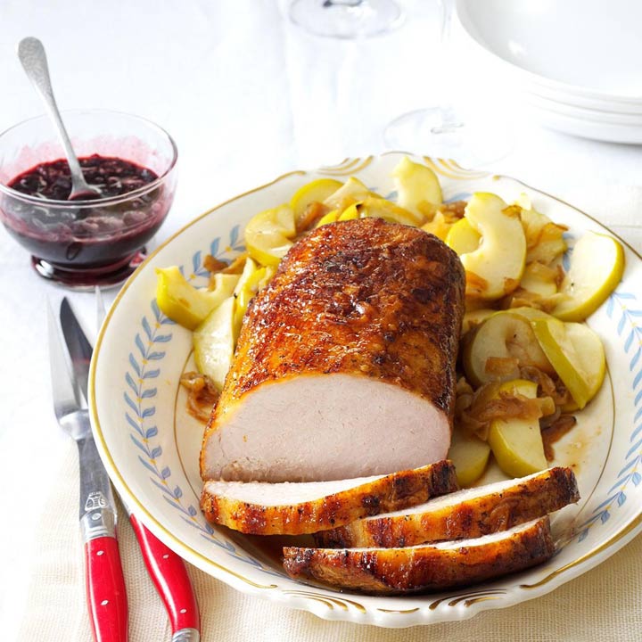 Apple roasted pork with cherry balsamic