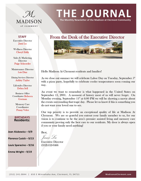 Newsletter September 2023 | Madison at Clermont