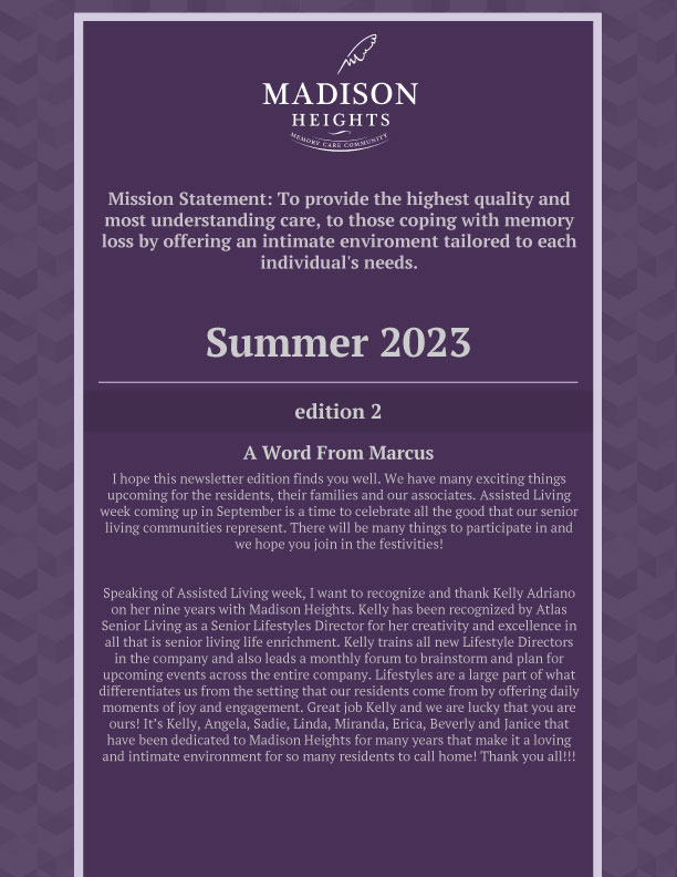 Newsletter - Summer 2023 | Madison Heights Evans