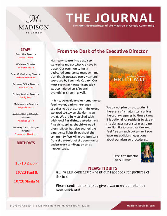 Newsletter October 2023 | Madison at Oviedo