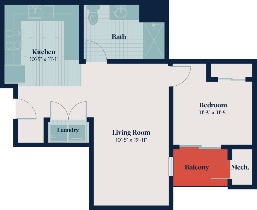 Independent Living - One Bedroom | 1.10 | 634 sq. ft.