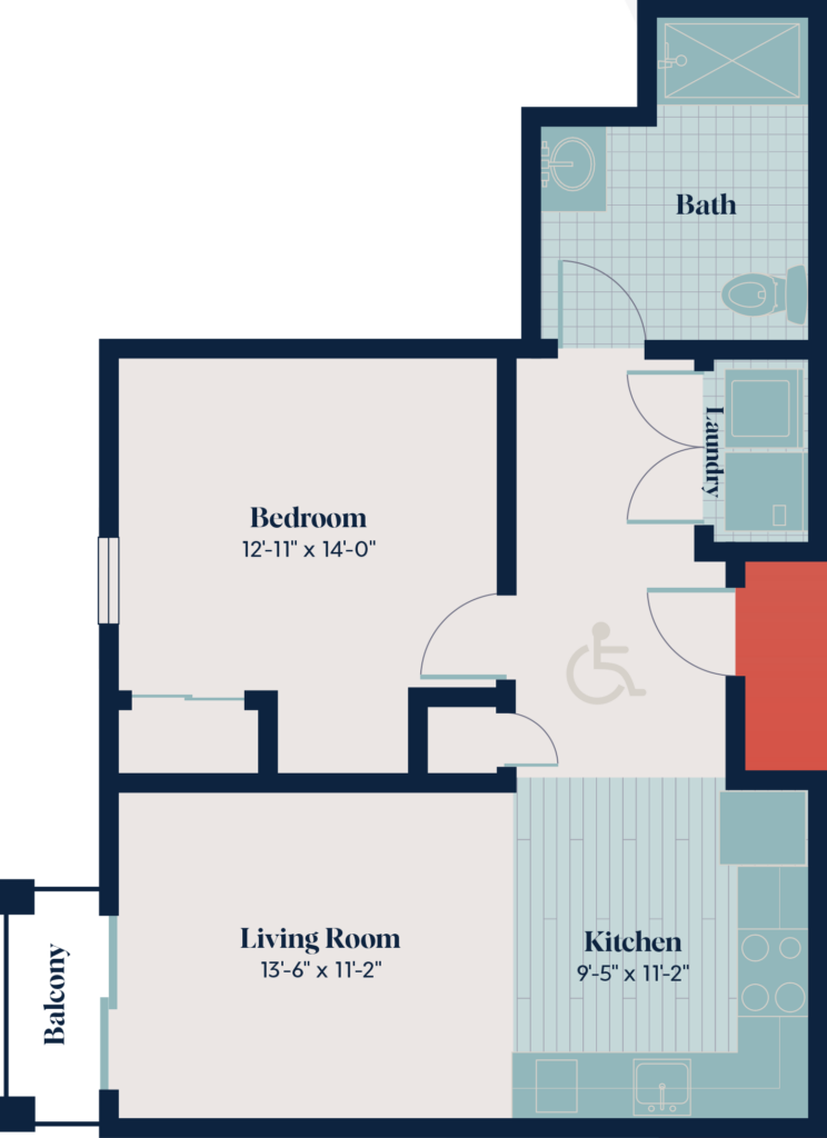 Independent Living - One Bedroom | 1.13 | 653 sq. ft.
