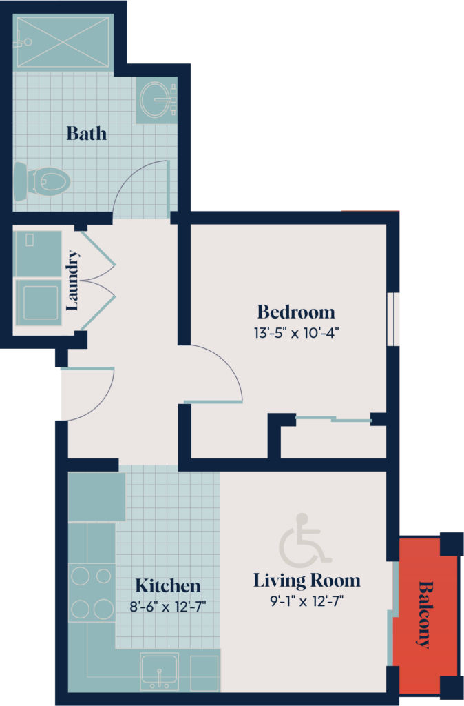 Independent Living - One Bedroom | 1.3 | 546 sq. ft.