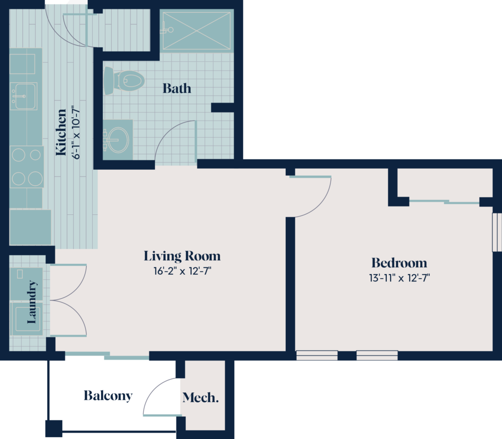 Independent Living - One Bedroom | 1.8 | 593 sq. ft.