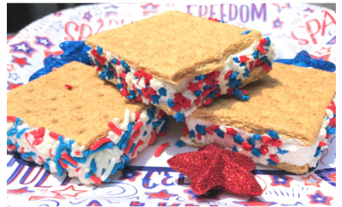 Red, White and Blue Frozen Graham Cracker Treats