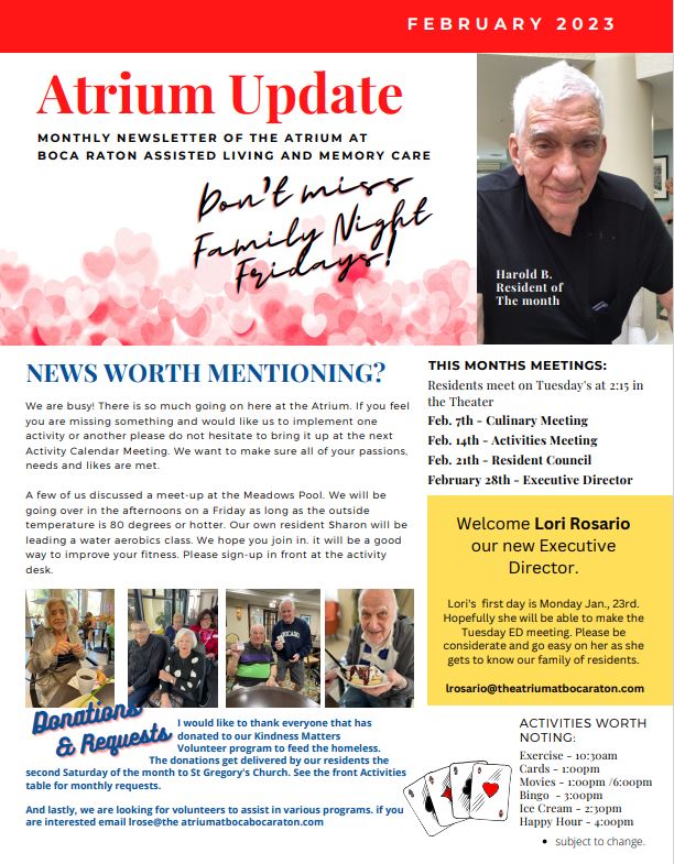 Newsletter Cover The Atrium At Boca Raton