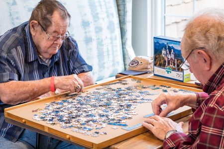 Madison at the Range | Residents working on puzzle