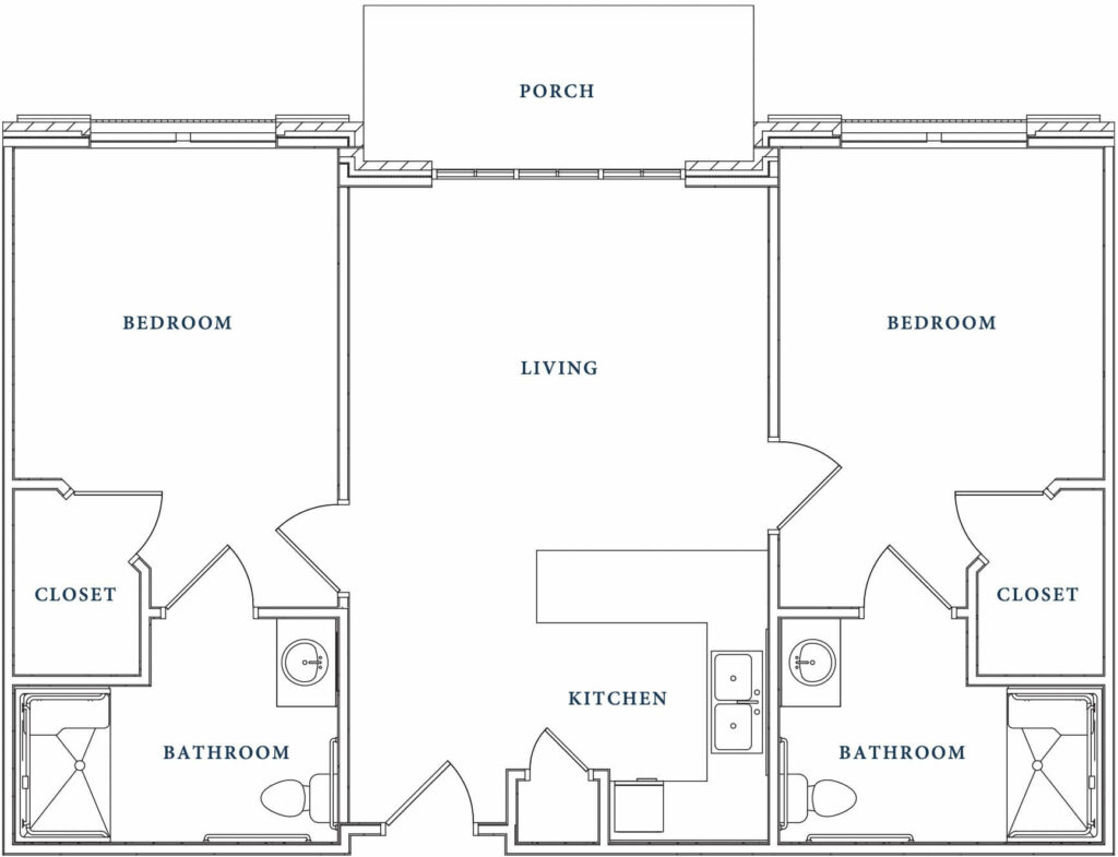 AL Unit D Two Bedroom Two Bath 918 SQ FT