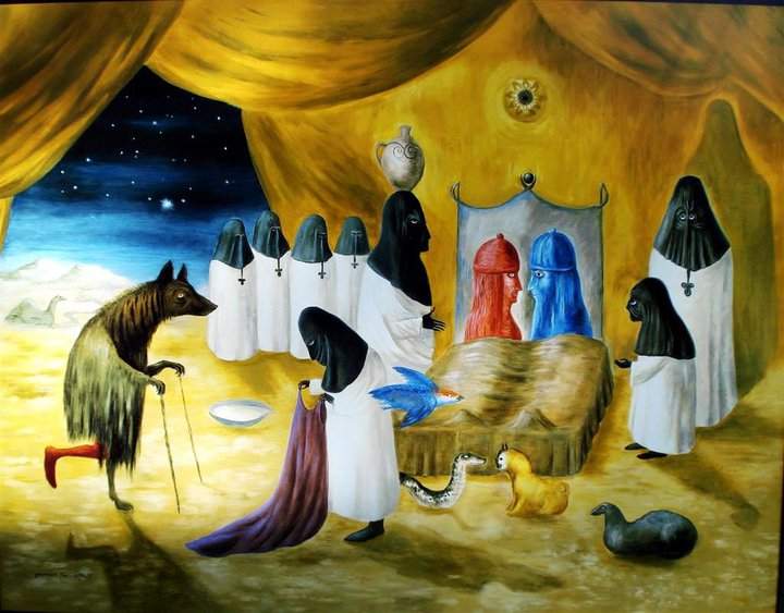 Image: Leonora Carrington, “The Lovers” (1987). Source: Artchive.