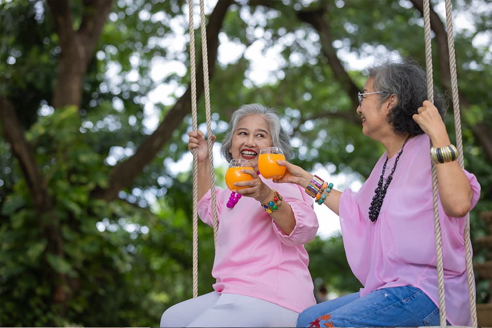 Females seniors smiling