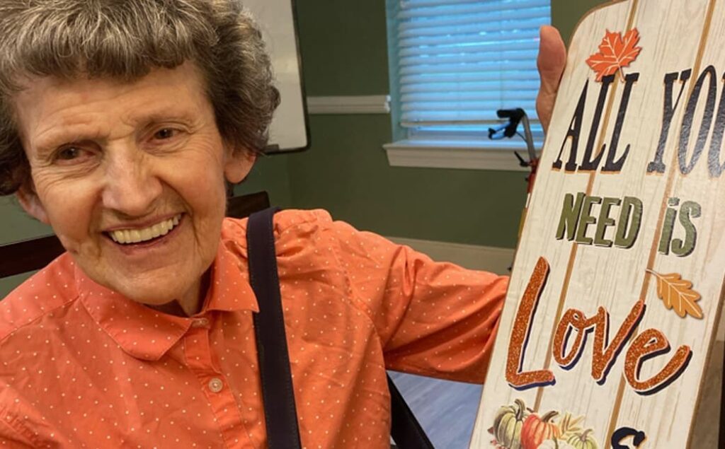Senior in a memory care facility