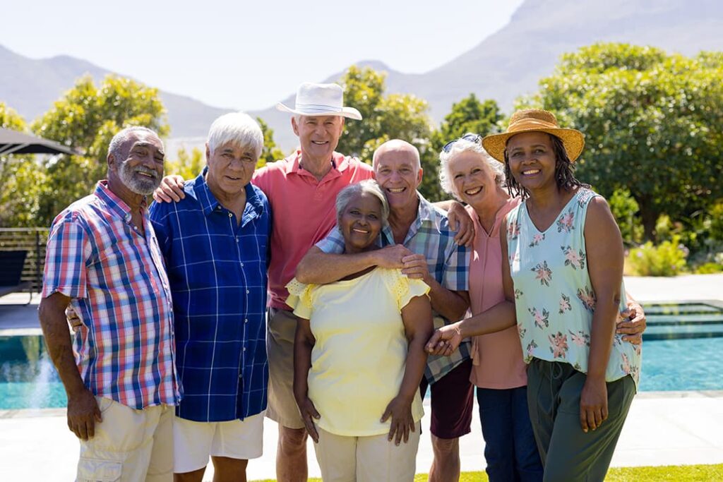 Seniors in happy outdoors moment