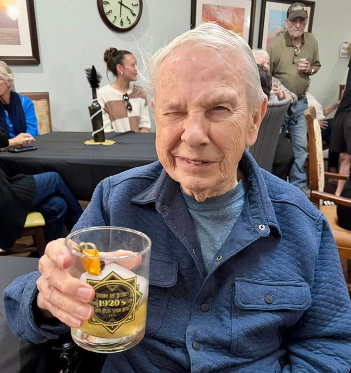 Senior enjoying his drink - the goldton at st petersburg