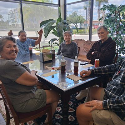 senior spending time with friends