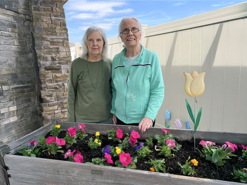 Female Seniors in a Garden in Georgetown TX