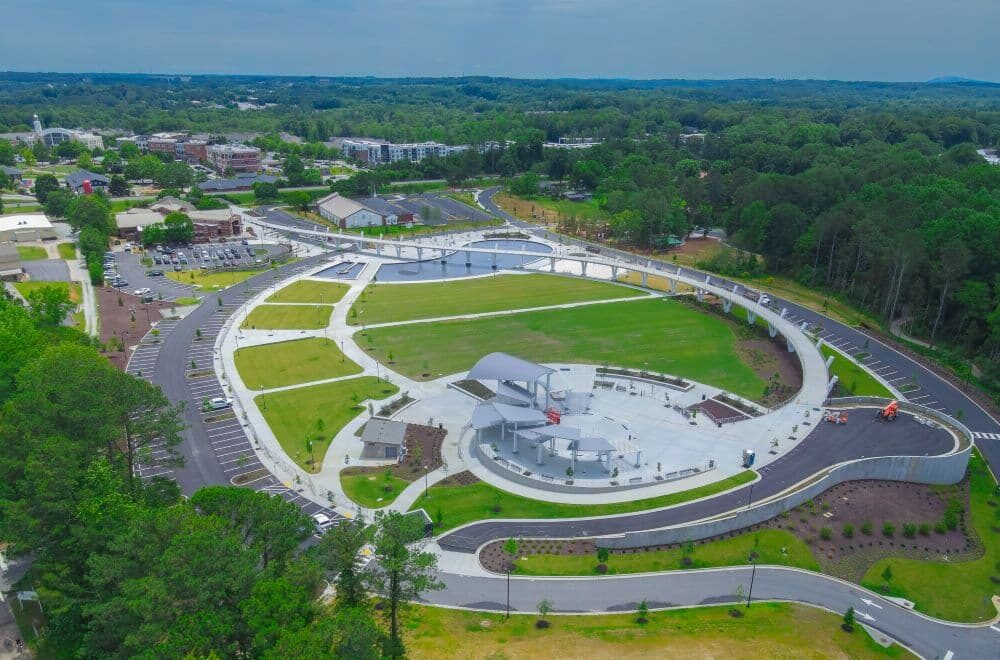 Town Center on Main and DeLay Nature Park, Suwanee, Georgia. Photo credit: City of Suwanee.