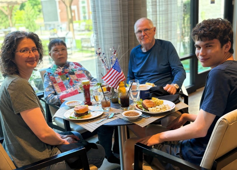 Family in a senior living community