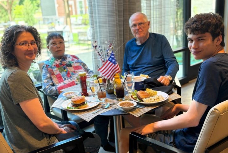 Family in a senior living community Family in a senior living community