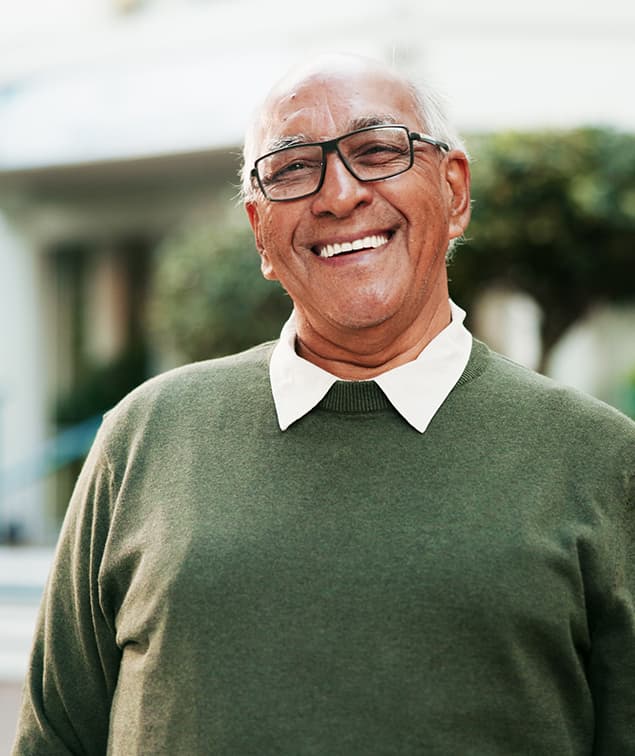Happy senior in a senior living community Tribute at Melford