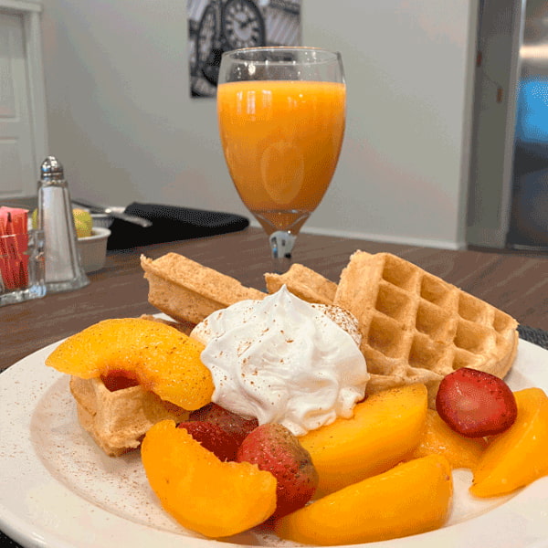 Waffles With Ice Cream And Fruit