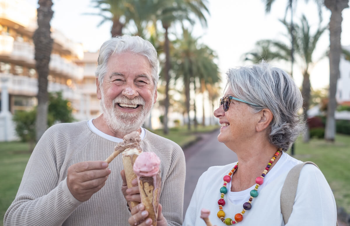 The Goldton at St. Petersburg | Senior couple eating ice cream