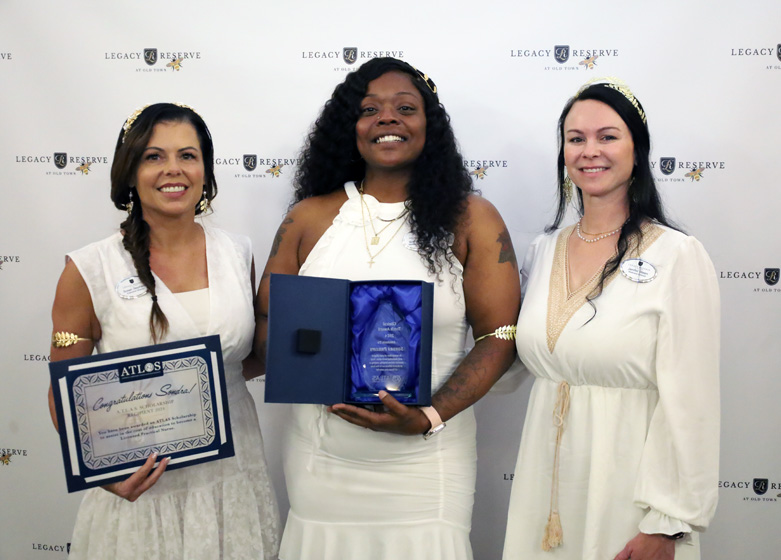 Sondra Phillips, from Legacy Reserve at Old Town, was awarded the 2024 Atlas Scholarship to become an LPN at nursing school.